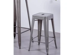 Pack de 4 taburetes metálicos de 66 cm de altura - Bistro - Metálico