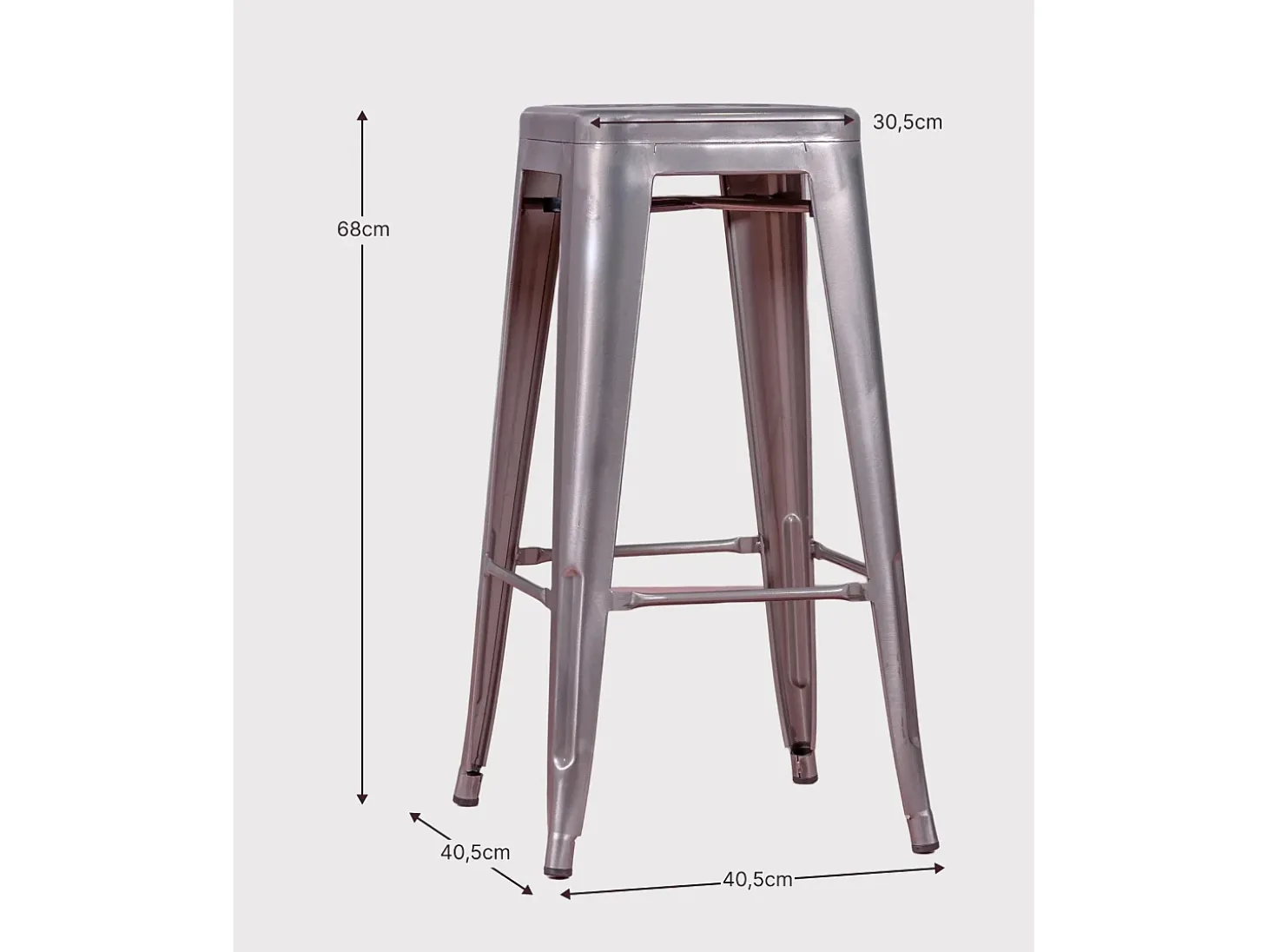 Pack de 4 taburetes metálicos de 66 cm de altura - Bistro - Metálico