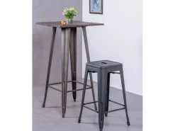 Pack de 4 taburetes metálicos de 66 cm de altura - Bistro - Negro