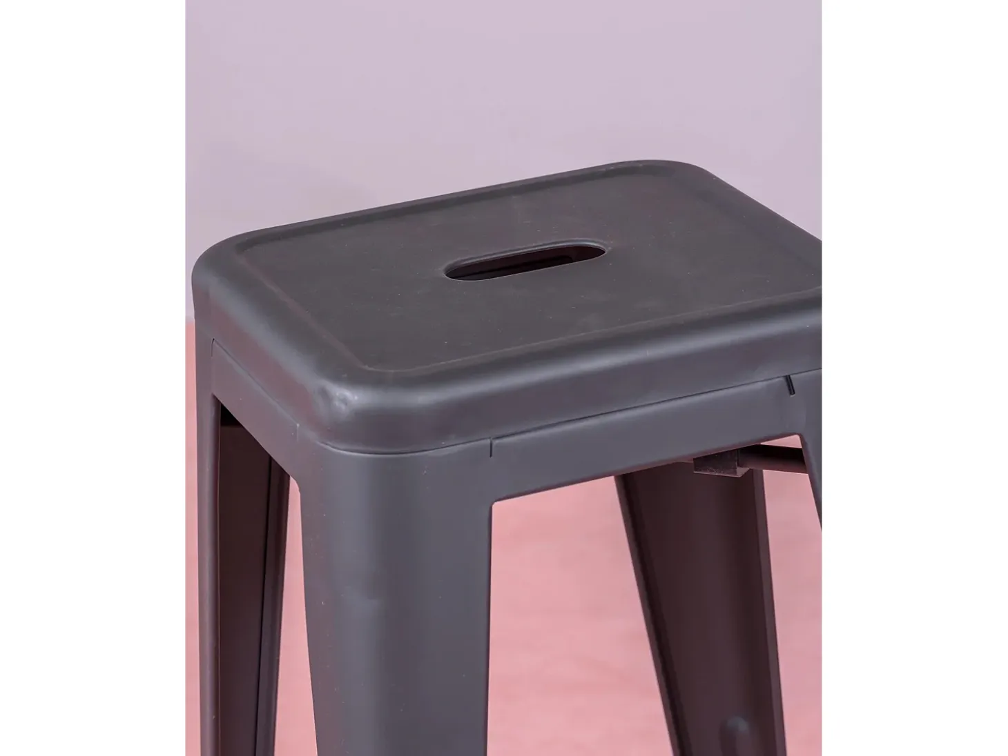Pack de 4 taburetes metálicos de 66 cm de altura - Bistro - Negro