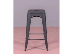 Pack de 4 taburetes metálicos de 66 cm de altura - Bistro - Negro