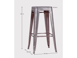 Pack de 4 taburetes metálicos de 66 cm de altura - Bistro - Negro