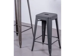 Pack de 4 taburetes metálicos de 66 cm de altura - Bistro - Negro