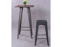 Pack de 4 taburetes metálicos de 66 cm de altura - Bistro - Negro
