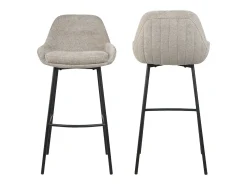 Pack de 2 taburetes para barra de 100x49x52 cm con respaldo de tela en color beige Caspi