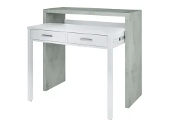 Pack Plutón Escritorio Extensible y Estantería Moderna Cemento/Blanco