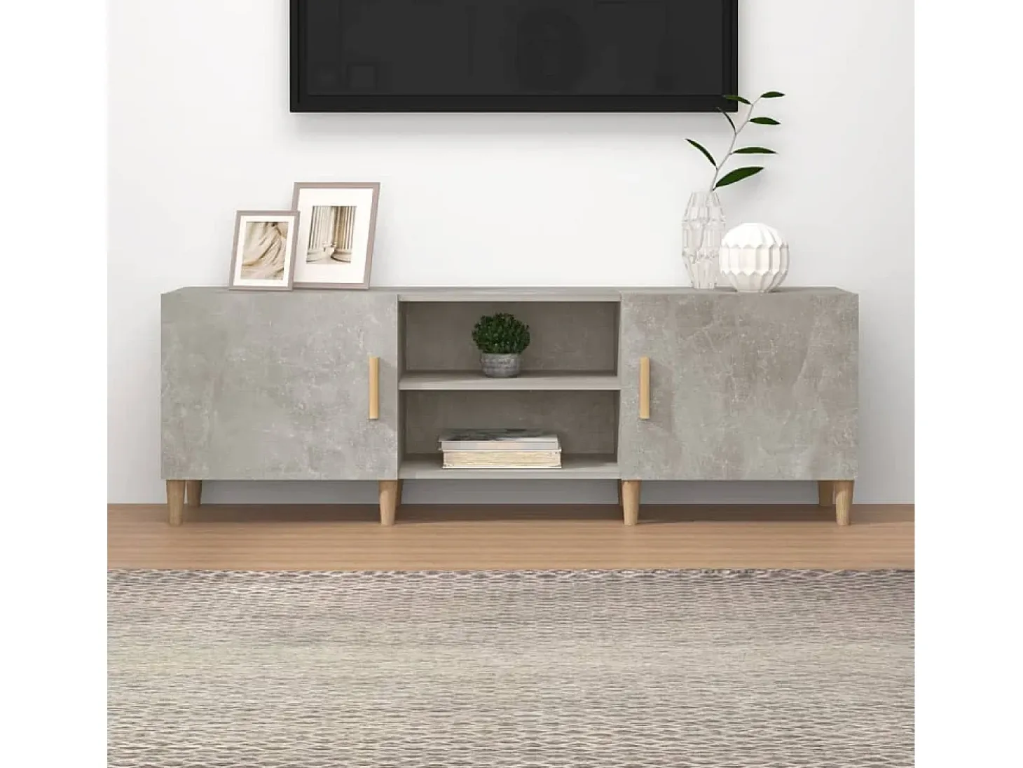 Padborg Mueble de TV madera contrachapada gris hormigón 150x30x50 cm
