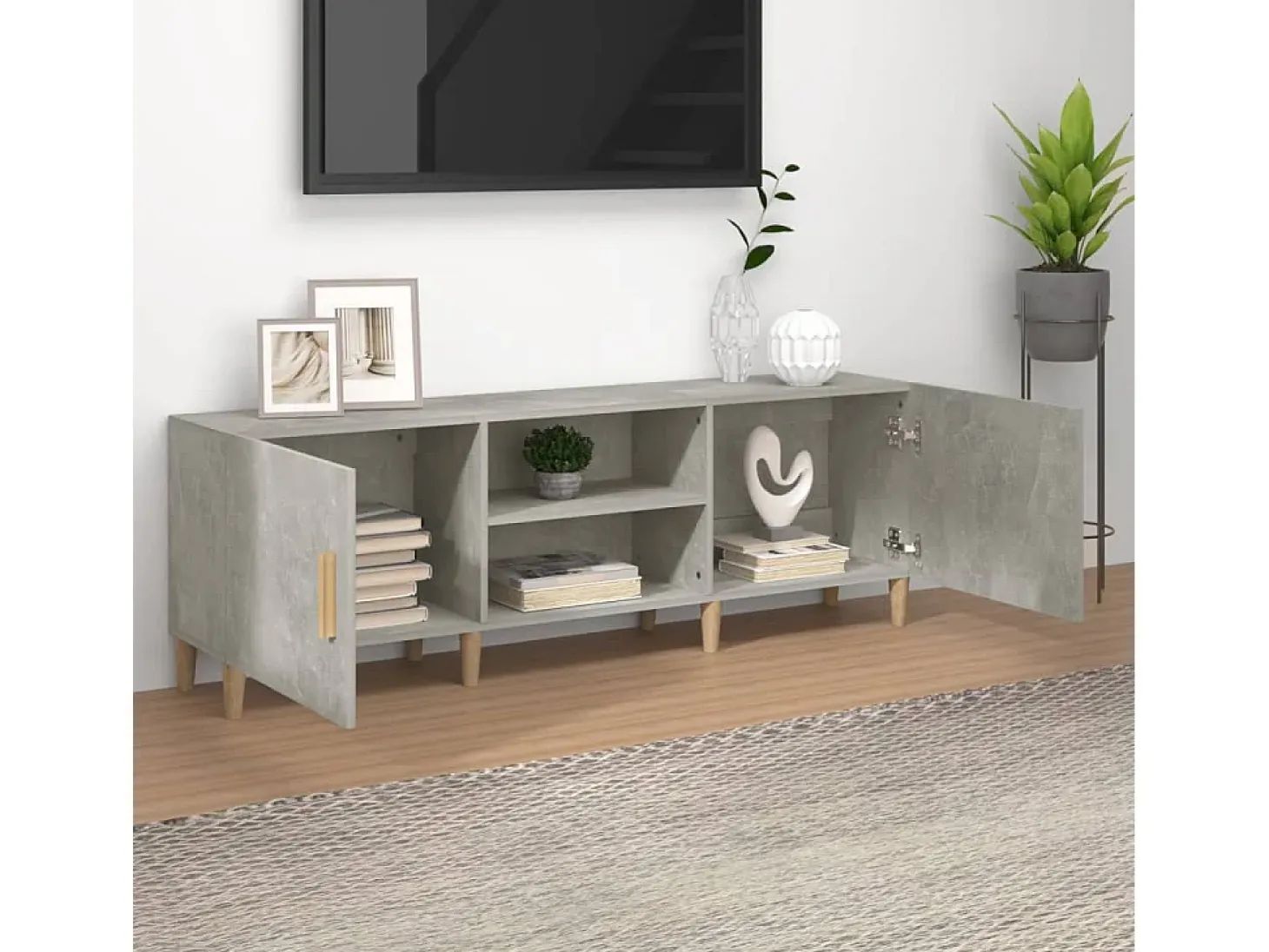 Padborg Mueble de TV madera contrachapada gris hormigón 150x30x50 cm