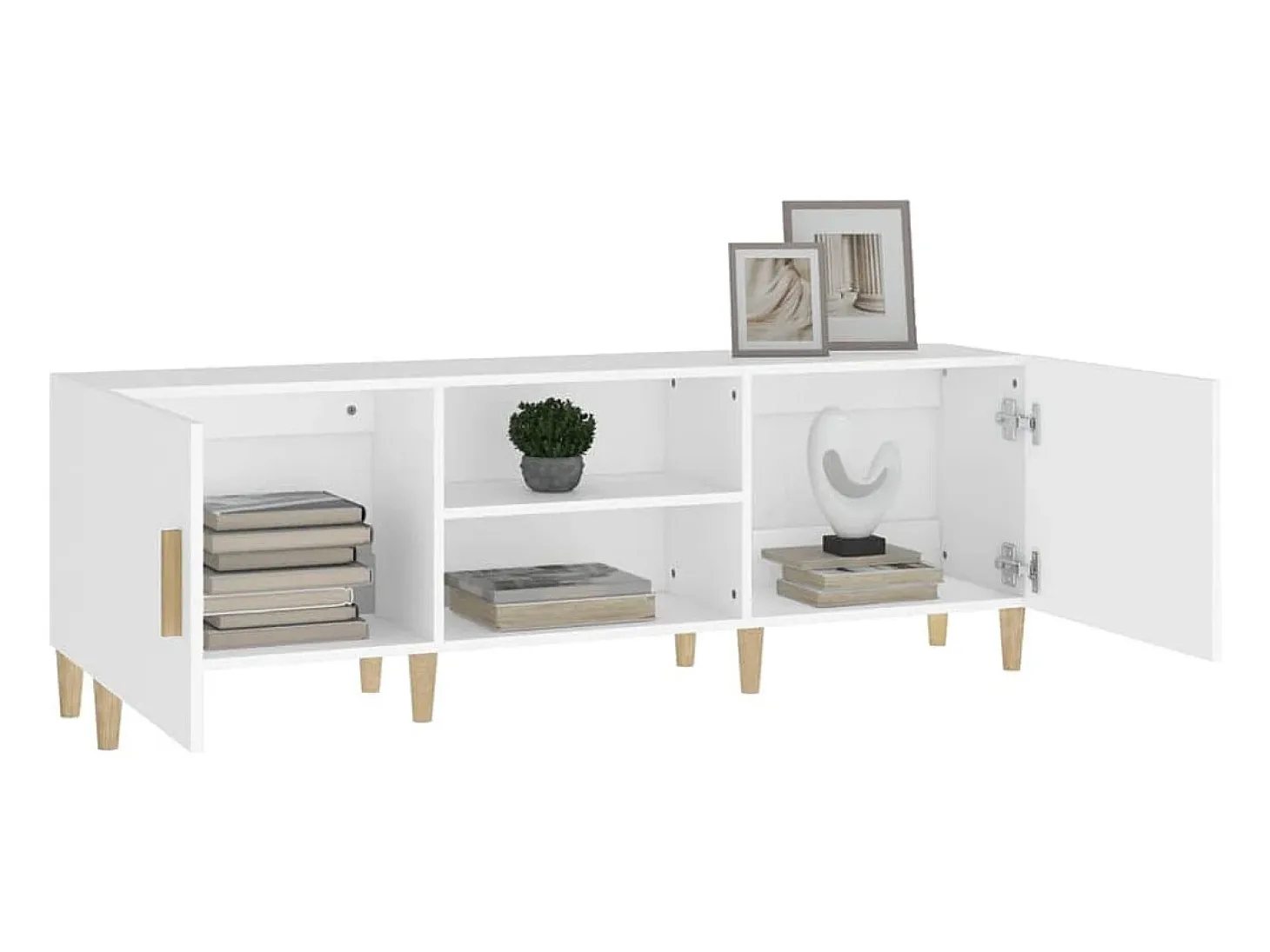Padborg Mueble para TV madera contrachapada blanco 150x30x50 cm