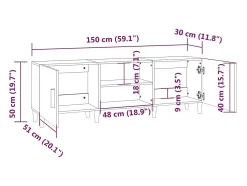 Padborg Mueble para TV madera contrachapada blanco 150x30x50 cm