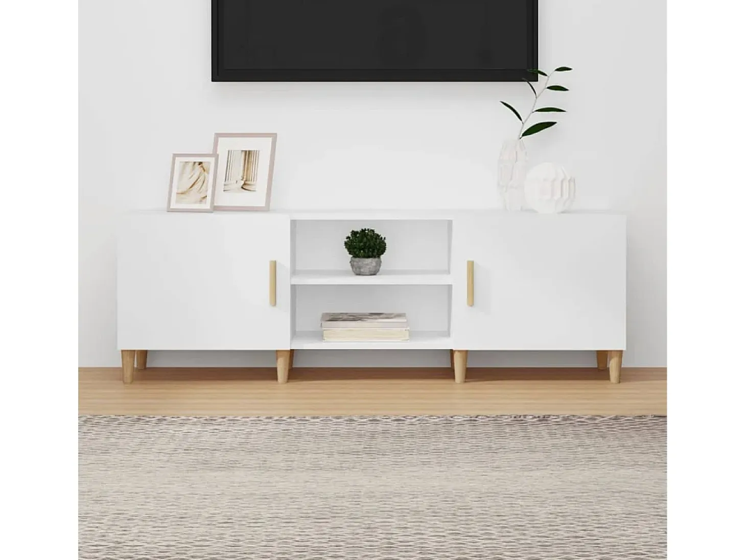Padborg Mueble para TV madera contrachapada blanco 150x30x50 cm