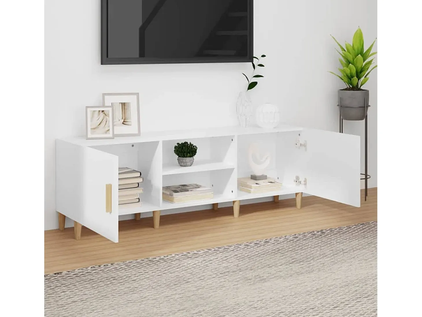 Padborg Mueble para TV madera contrachapada blanco 150x30x50 cm