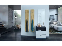Panel de Pared 140, Hecho en Alemania, Panel Perchero con 2 Paneles, roble natural (je 24 x 140 x 2 cm)
