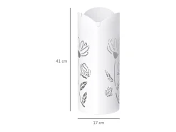 Paragüero Gisel Homcom 4 ganchos con bandeja de goteo blanco 41x17x17 cm