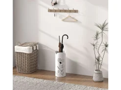 Paragüero Gisel Homcom 4 ganchos con bandeja de goteo blanco 41x17x17 cm