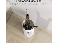 Paragüero Gisel Homcom 4 ganchos con bandeja de goteo blanco 41x17x17 cm