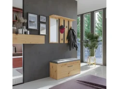 PARMI - Perchero de pared con espejo - Perchero de pared - 100x15x81,5 cm - 6 ganchos - Mueble de entrada
