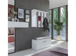 PARMI - Perchero de pared con espejo - Perchero de pared - 100x15x81,5 cm - 6 ganchos - Mueble de entrada