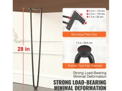 Patas de Mueble SucceBuy, 71.12cm, Metal, Robusto, Mesa de Comedor, Moderno, Perfectos para Muebles de Salón y Diseño Contemporáneo