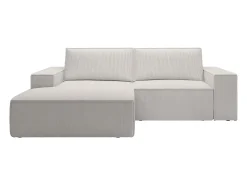 Pequeño Sofá cama rinconera izquierda de pana color beige AMELIA