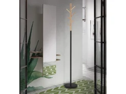 Perchero - A178cm x L28cm x F28cm - metal y madera negro/fresno - Bosquet