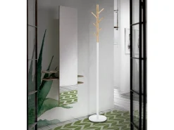 Perchero - A178cm x L28cm x F28cm - metal y madera blanco/fresno - Bosquet