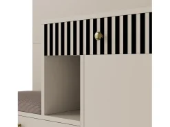Perchero beige con espejo - Armario 1 cajón y 2 puertas - con cojines y ganchos