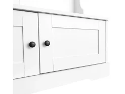 Perchero blanco con 4 ganchos y 2 puertas de almacenamiento – Para recibidores y pasillos