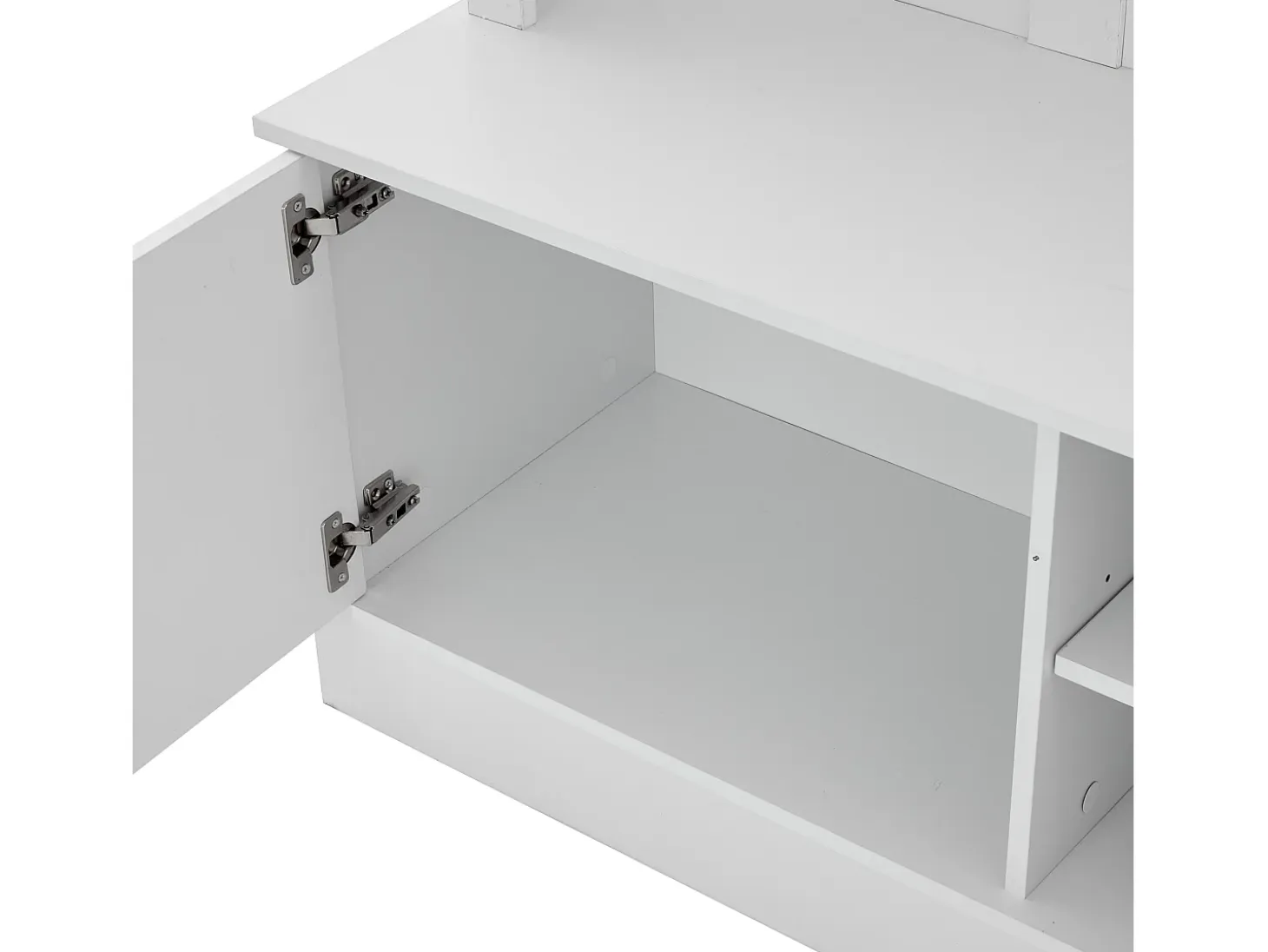 Perchero blanco con almacenamiento y estantes ajustables – Mueble de entrada compacto