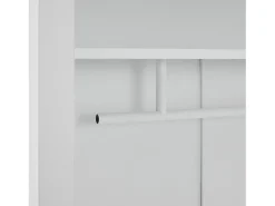 Perchero blanco con almacenamiento y estantes ajustables – Mueble de entrada compacto