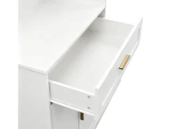 Perchero blanco con espejo, 1 cajón y 3 puertas – para entradas y pasillos