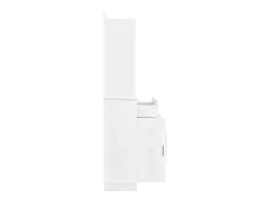 Perchero blanco con espejo, zapatero y banco - Mueble de recibidor 110x33x185,5 cm