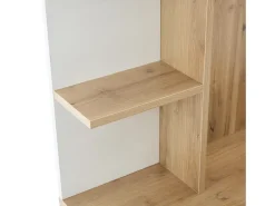 Perchero blanco y natural con ganchos y estantes de almacenamiento, 2 puertas – Para recibidores y pasillos