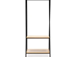 Perchero Carla 2 estantes 1 barra, color roble/negro, 150 cm altura
