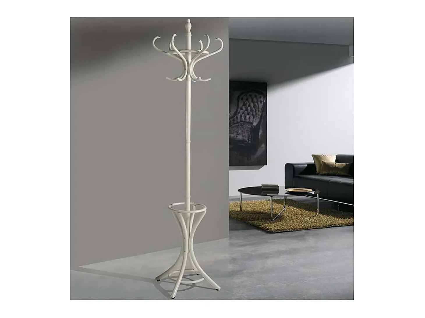 Perchero clasico acabado en madera color blanco, 183 cm(alto)48 cm(ancho)51 cm(largo)