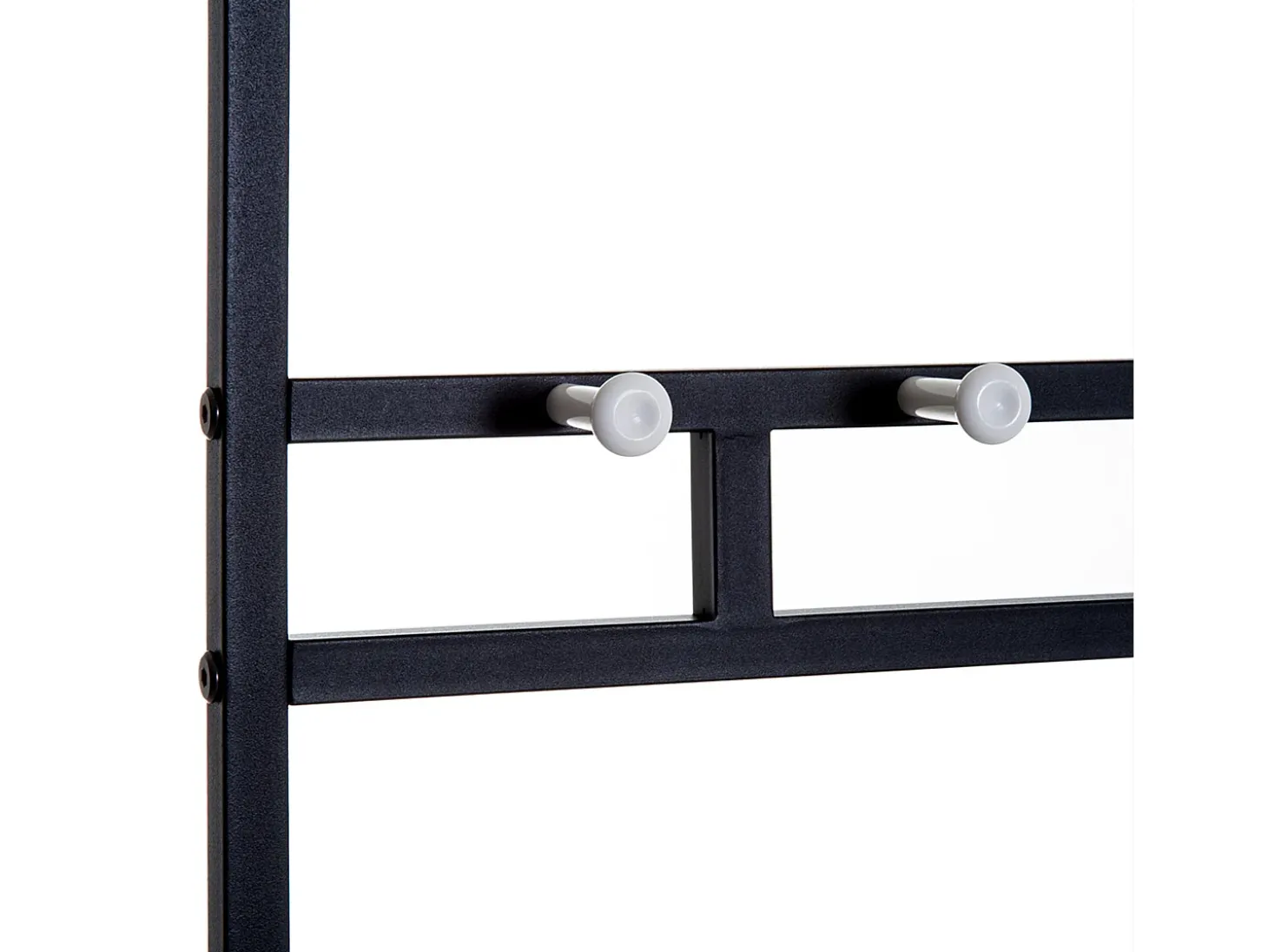 Perchero con banco, zapatero, metal, negro (72,5x35x180 cm)