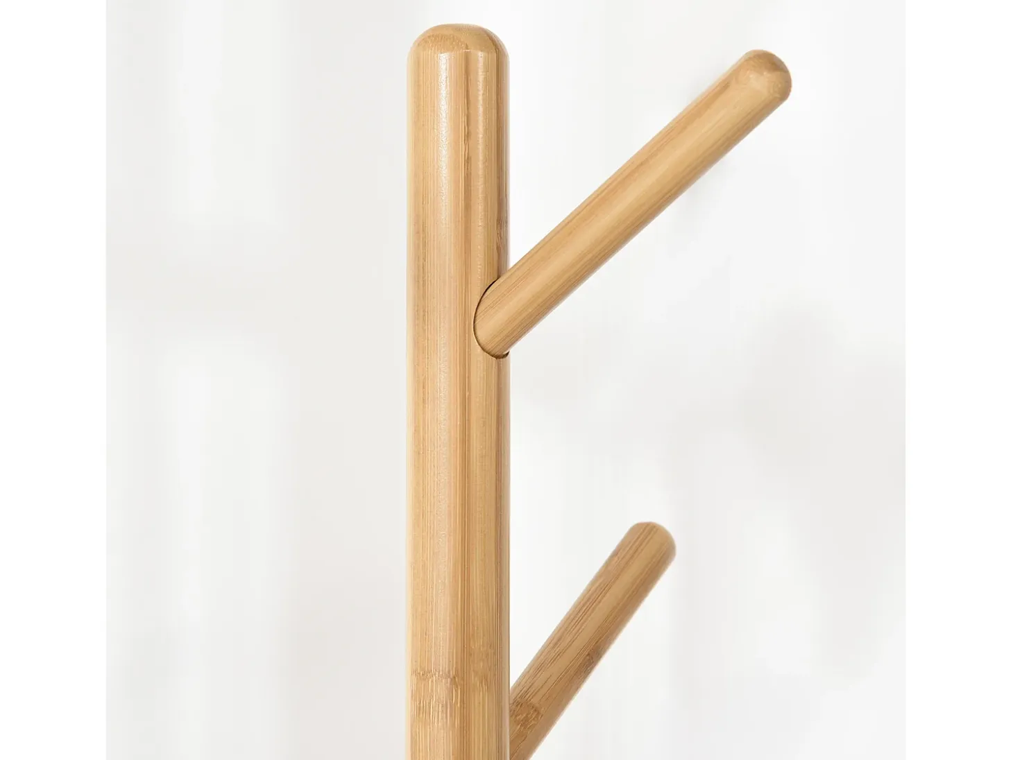 Perchero con mesa auxiliar, madera, blanco y natural (39,5x39,5x171 cm)