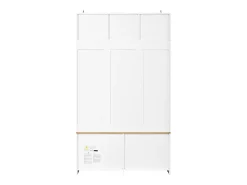 Perchero de entrada blanco con banco, 4 ganchos y 2 puertas 105×40×180 cm