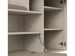 Perchero de entrada con banco para zapatos y espejo, espacio de almacenamiento - Beige Gris