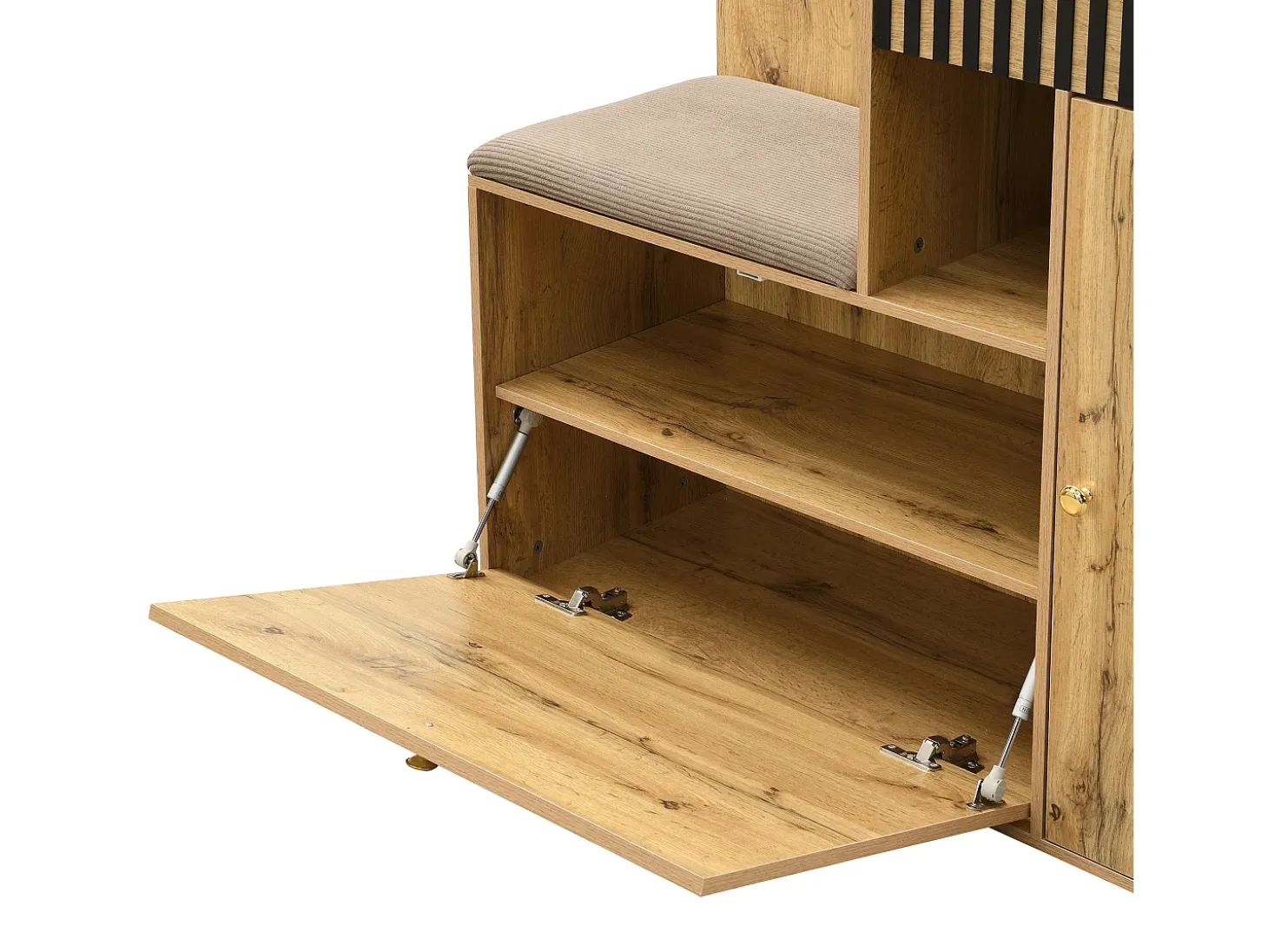 Perchero de madera con espejo - Armario 1 cajón y 2 puertas - con cojines y ganchos
