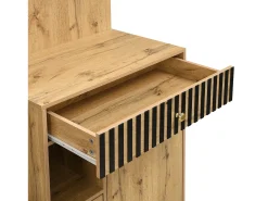 Perchero de madera con espejo - Armario 1 cajón y 2 puertas - con cojines y ganchos