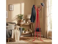 Perchero de madera de diseño nórdico, entrada, sala de estar Nordstrand - Rojo