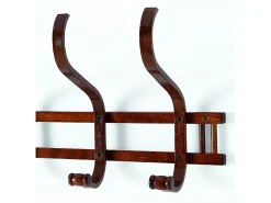 Perchero de pared - H31cm x L72cm x F20cm - madera color nogal - Vintage
