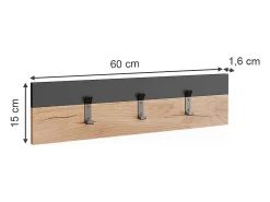 Perchero de pared antracita/roble dorado 60x1.6x15 orlando
