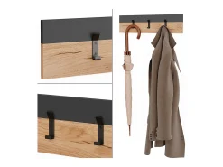 Perchero de pared antracita/roble dorado 60x1.6x15 orlando