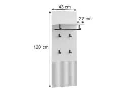Perchero de pared blanco 43x27x120 eliza