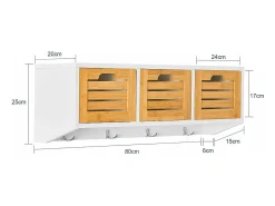 Perchero de pared con 3 Cestas y 4 Ganchos Estante de Pared para Pasillo Entrada 80 x 20 x 25 cm FHK19-WN SoBuy ES