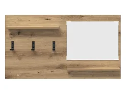 Perchero de pared con espejo, roble artesanal, 90 x 10 x 50 cm