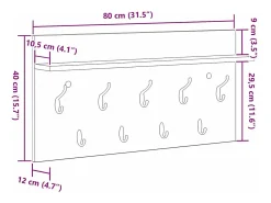 Perchero de pared con estante roble Sonoma 80 x 40 x 12 cm