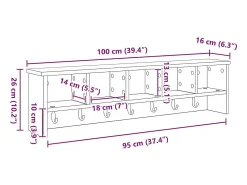 Perchero de pared con estante roble Sonoma 100 x 16 x 26 cm
